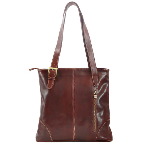 Italian Leather Shoulder Bag Women's Crossbody Floto Tavoli Brown